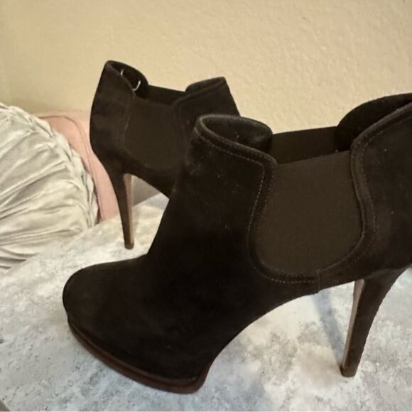 Casadei Browns Suede Ankle Boots Platform Heeled Size 8.5 - Picture 3 of 11